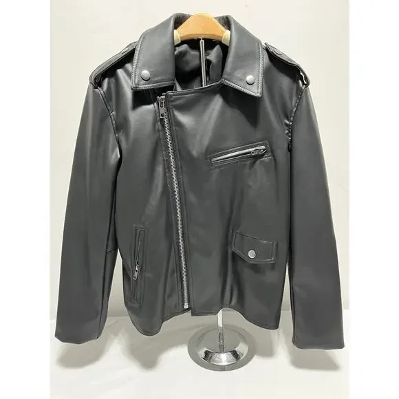 Bar III Faux Leather Moto Jacket Black Petite Small PS NWT - Picture 10 of 16